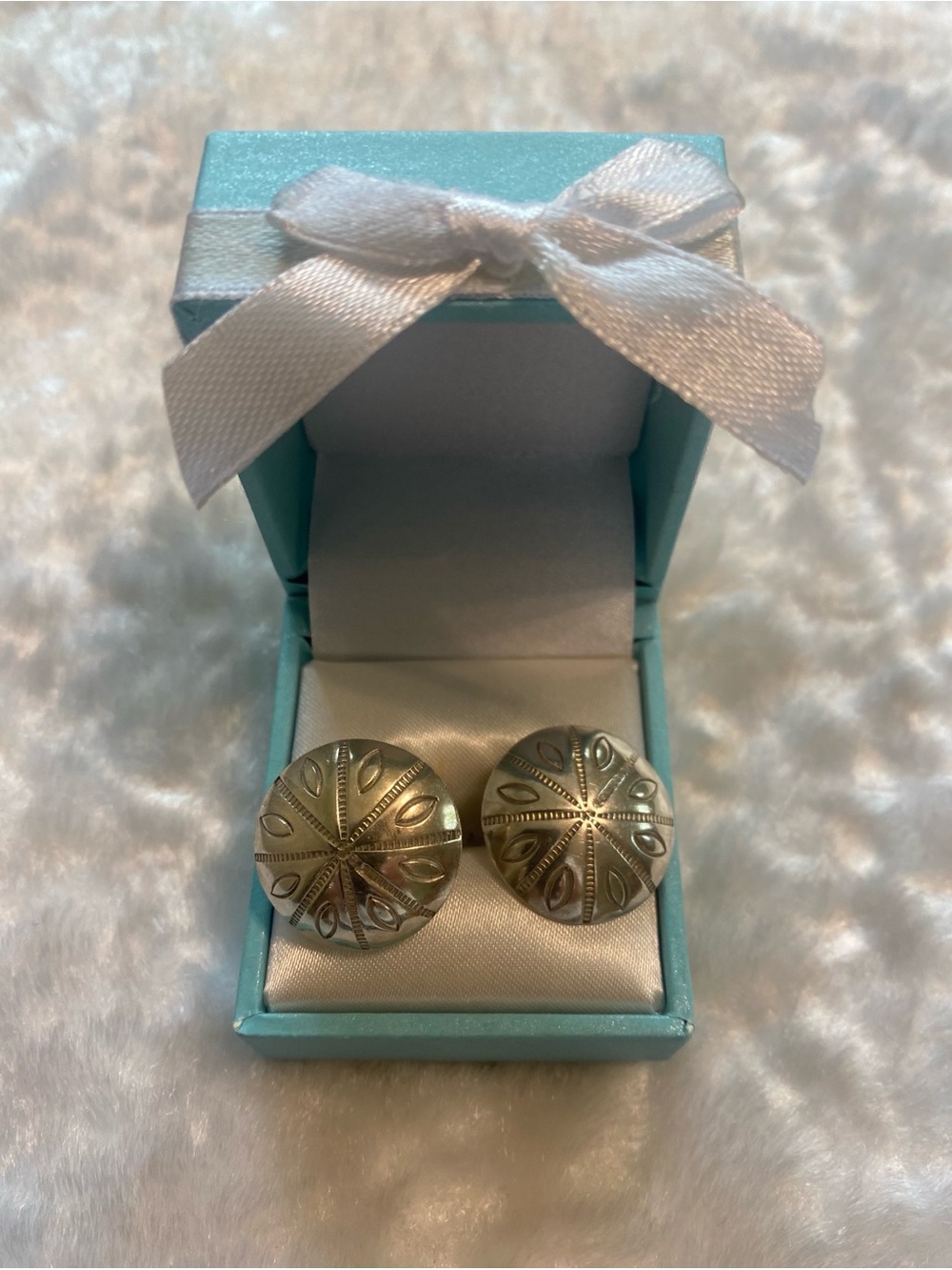 🍀VTG Silver Navajo Round Button Earrings